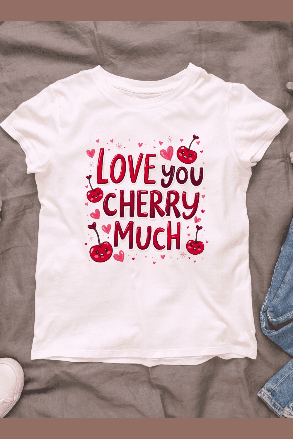 Love You Cherry Much T-Shirt Design Bundle pinterest preview image.