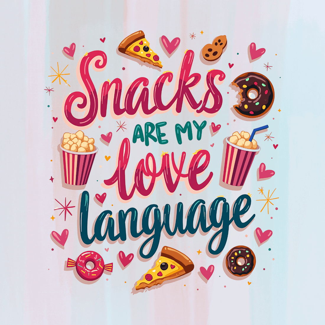 Funny Saying about Snacks and Food T-Shirt Design Bundle preview image.