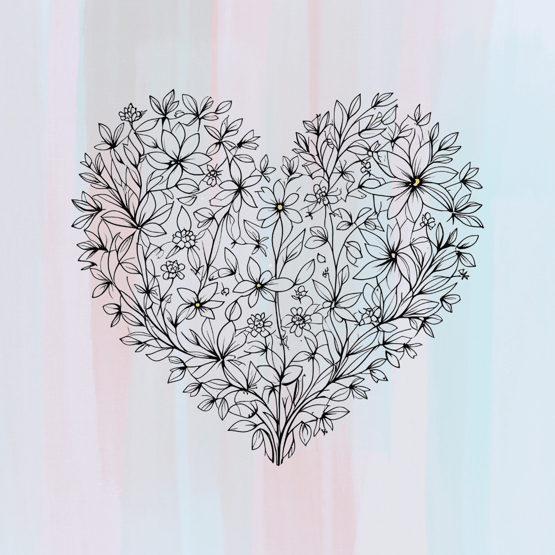 Flower Heart for Valentines Day T-Shirt Design Bundle preview image.