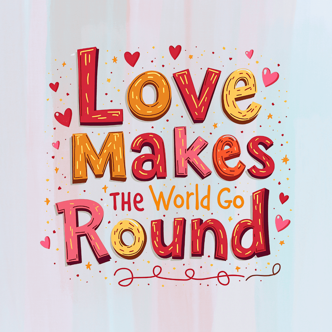 Love Makes the World Go Round with Hearts T-Shirt Design Bundle preview image.