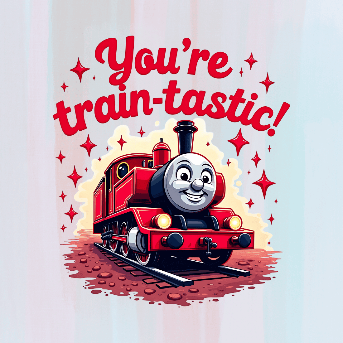 Cute Cartoon Train with Stars T-Shirt Design Bundle preview image.