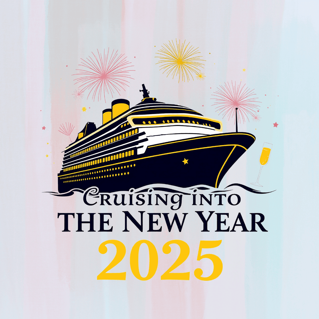 Cruising into the New Year 2025 T-Shirt Design Bundle preview image.