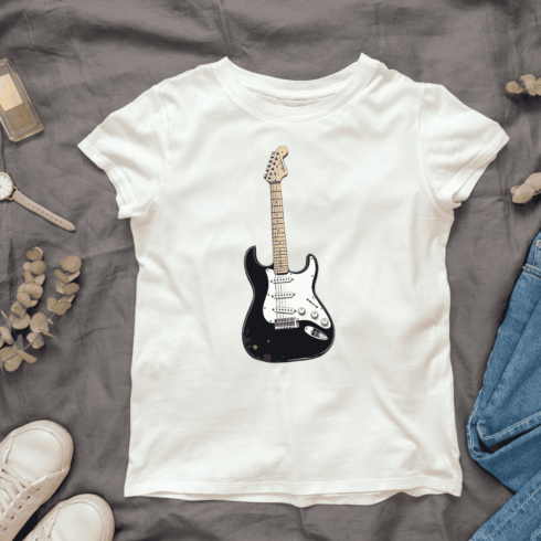 Vintage Black Guitar with Paint Drip T-Shirt Design Bundle cover image.