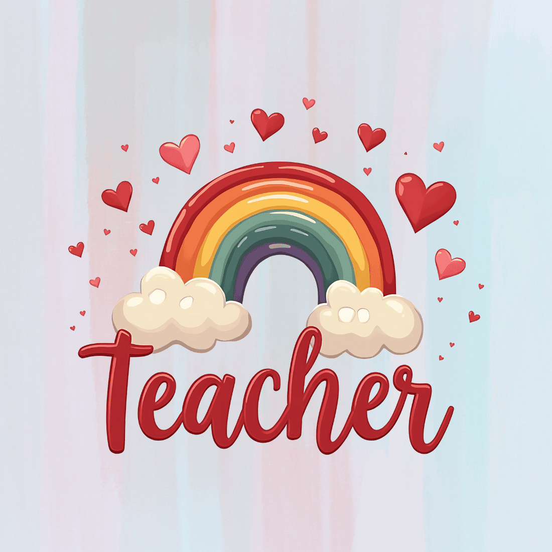 Teacher Typography with Rainbow T-Shirt Design Bundle preview image.