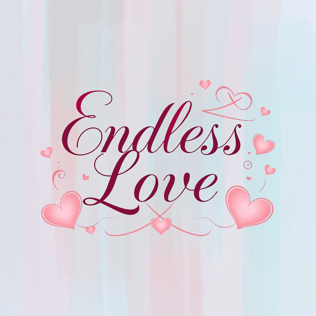 Endless Love with Hearts Typography T-Shirt Design Bundle preview image.