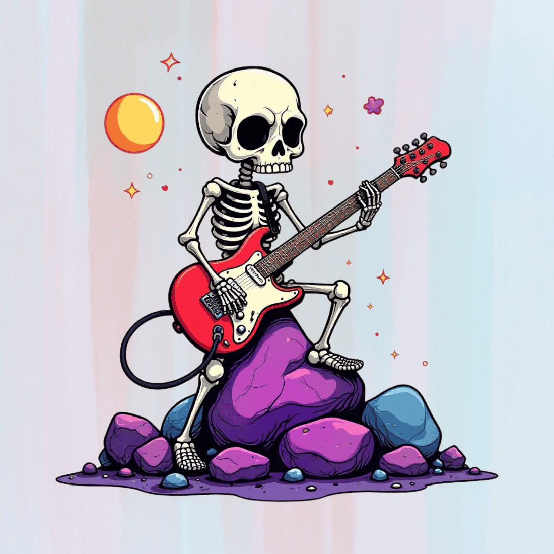 Electric Guitar with Pink and Purple Splashes T-Shirt Design Bundle preview image.