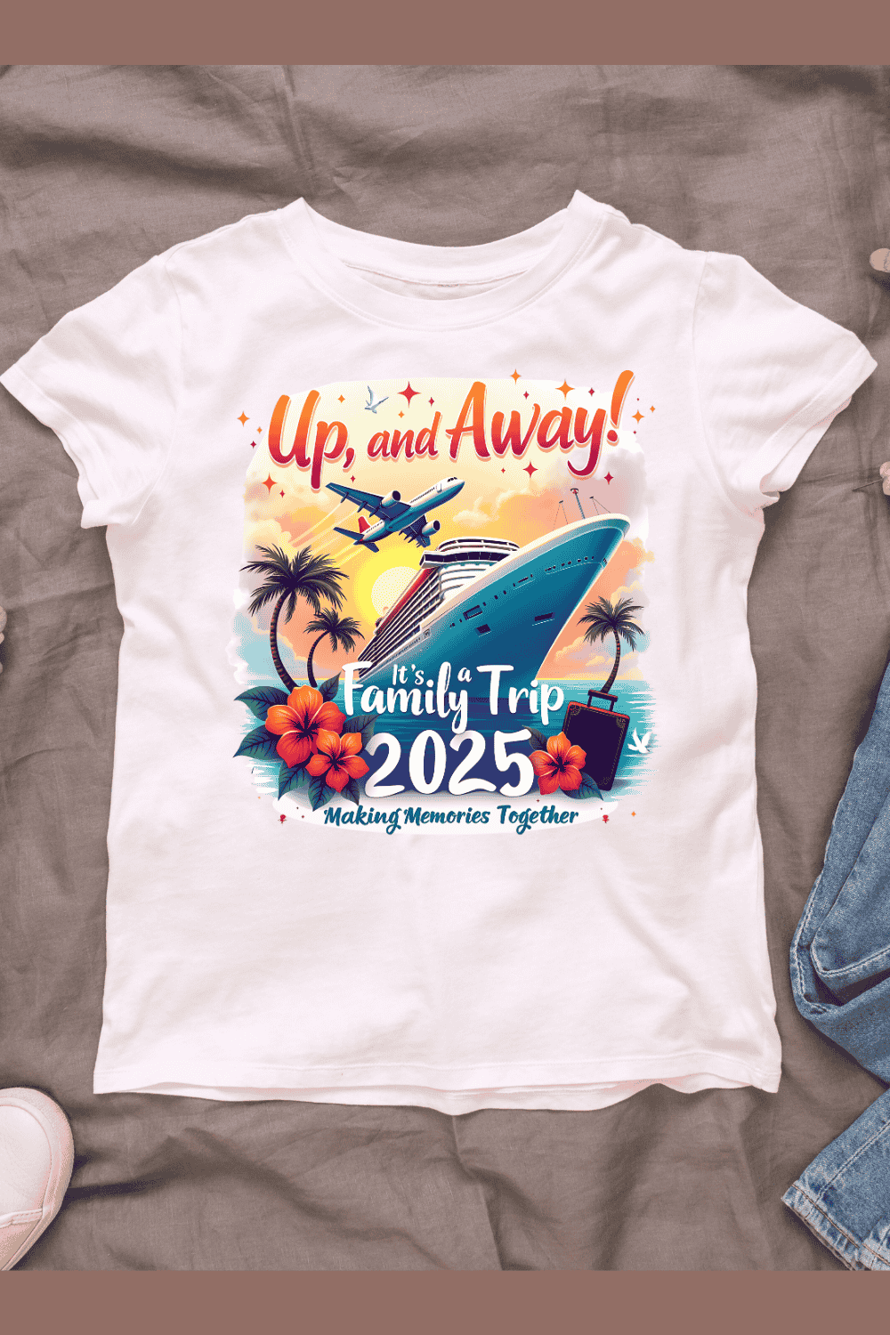 Family Vacation T-Shirt Design Bundle pinterest preview image.