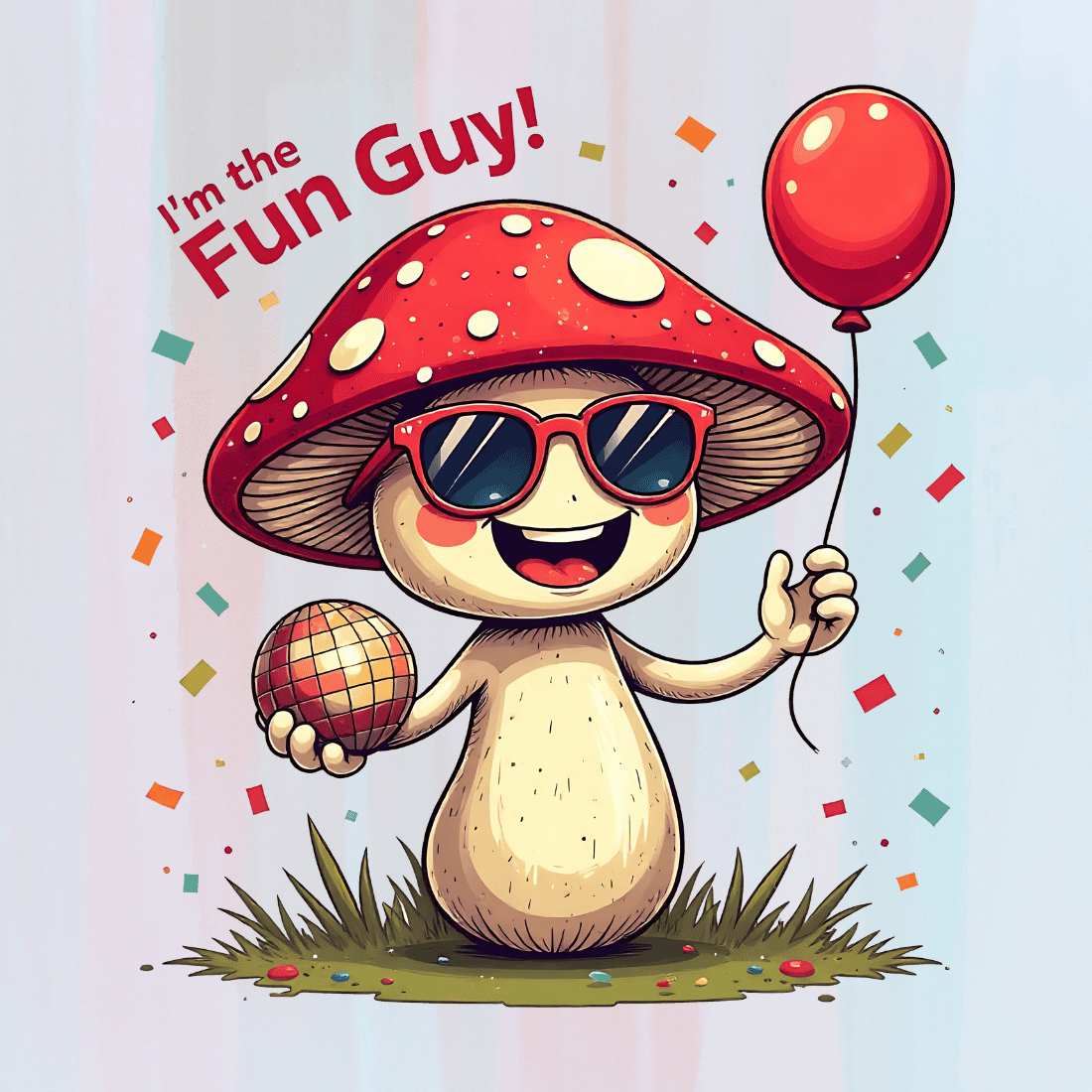 Whimsical Mushroom for Birthday T-Shirt Design Bundle preview image.