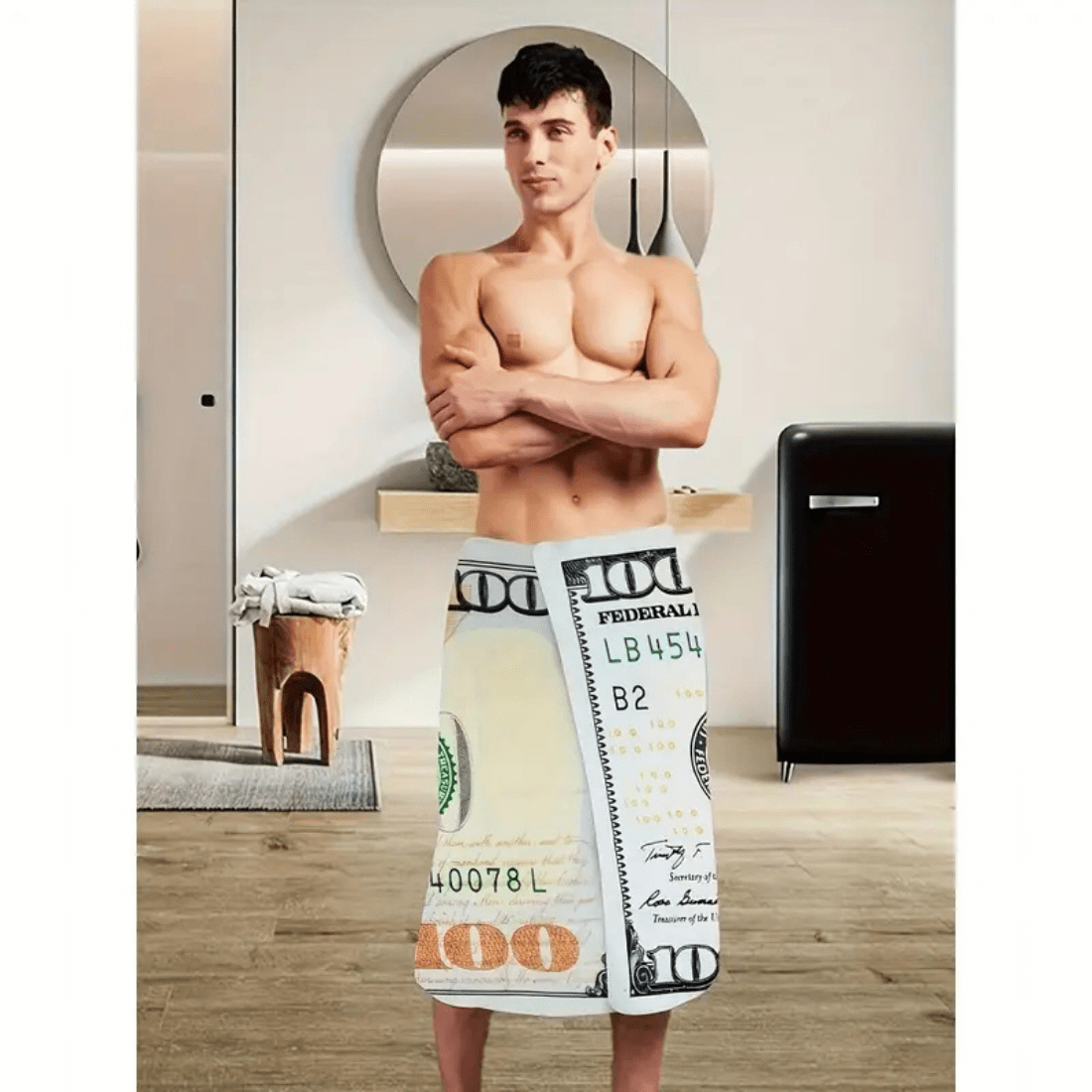 $100 Bill Beach Towel - Lightweight, Absorbent Towel for Swimming & Outdoor Adventures preview image.