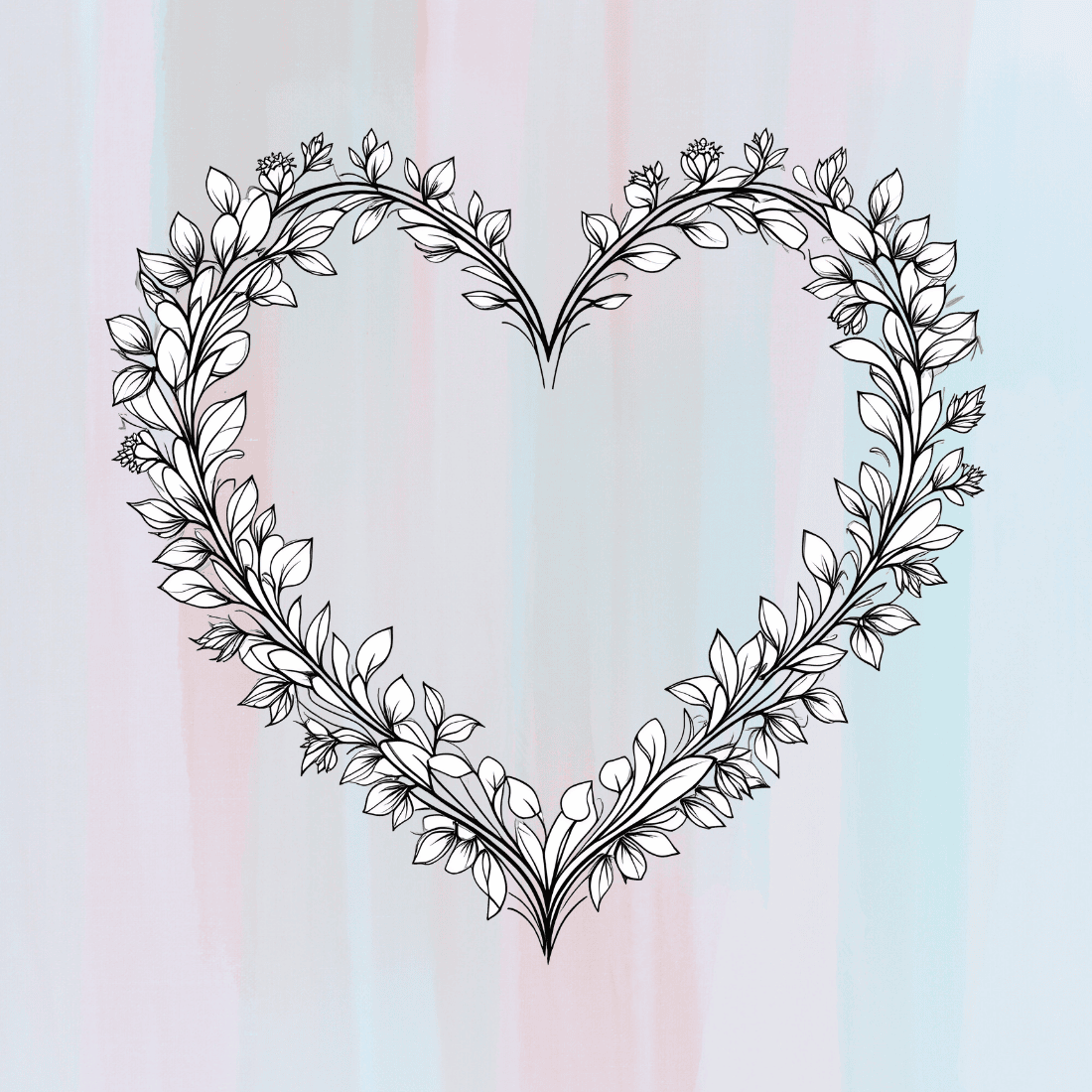 Botanical Heart for Wedding Invitations T-Shirt Design Bundle preview image.