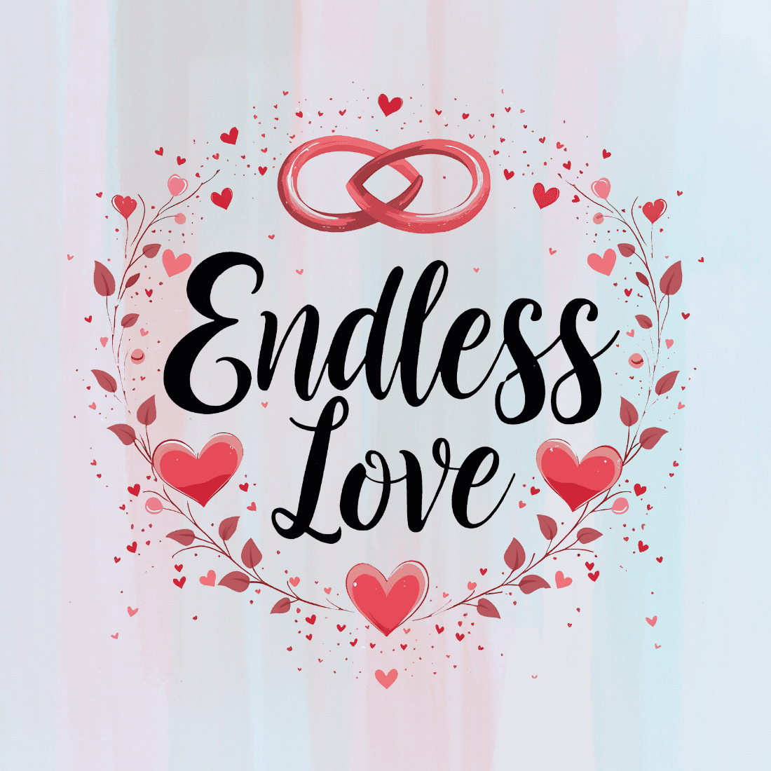 Romantic Illustration of Endless Love T-Shirt Design Bundle preview image.