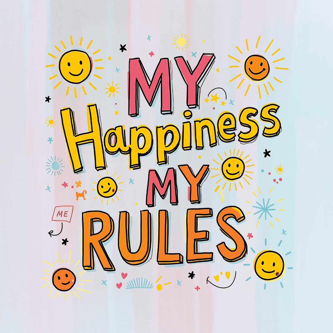 My Happiness My Rules T-Shirt Design Bundle preview image.