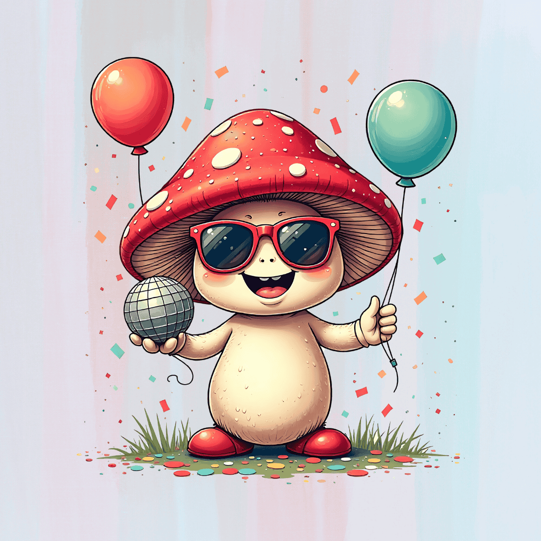 Cute Fungus for Kids T-Shirt Design Bundle preview image.