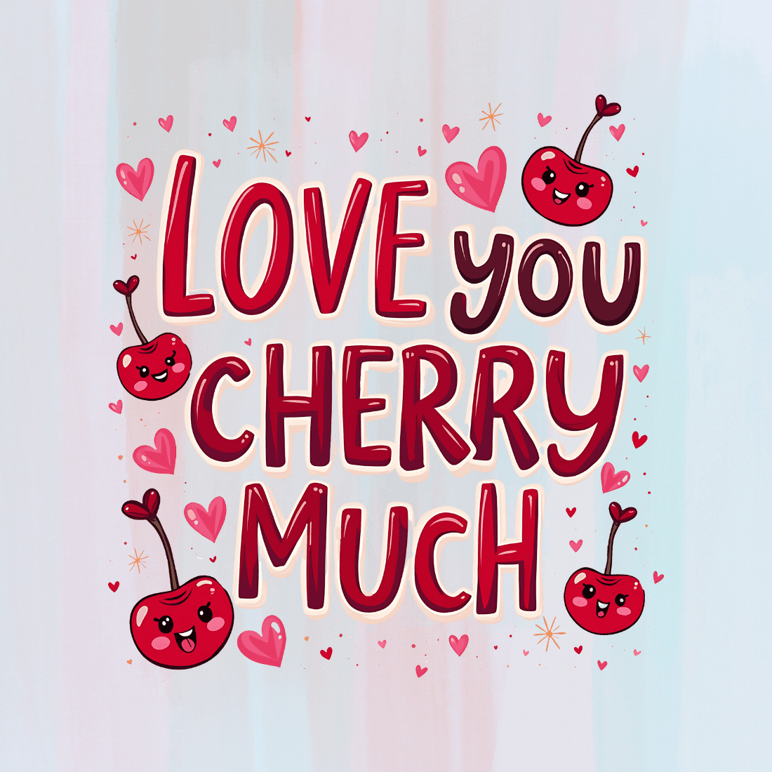 Love You Cherry Much T-Shirt Design Bundle preview image.