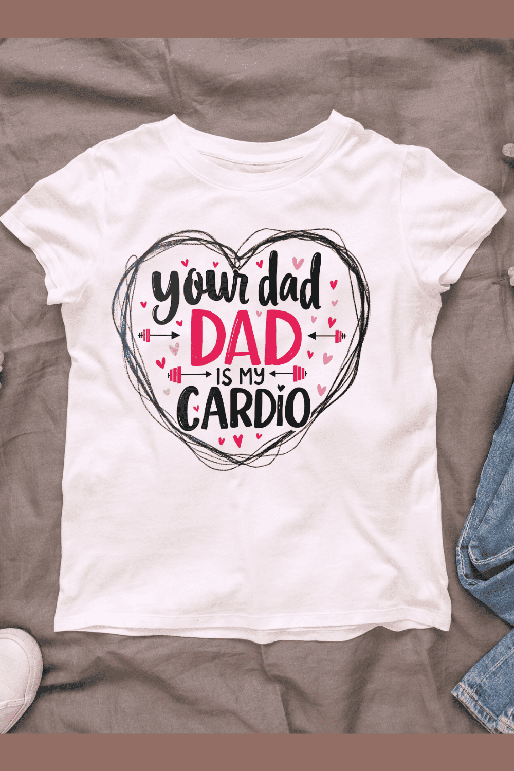 Your Dad Is My Cardio Typography T-Shirt Design Bundle pinterest preview image.