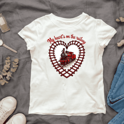 Vintage Steam Train Inside Heart Shape T-Shirt Design Bundle cover image.