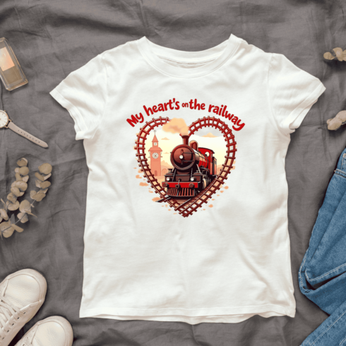 Romantic Train Scene T-Shirt Design Bundle cover image.