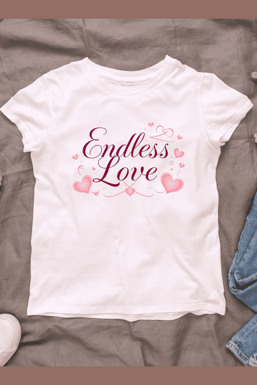 Endless Love with Hearts Typography T-Shirt Design Bundle pinterest preview image.