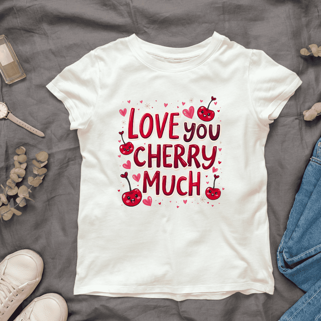 Love You Cherry Much T-Shirt Design Bundle cover image.