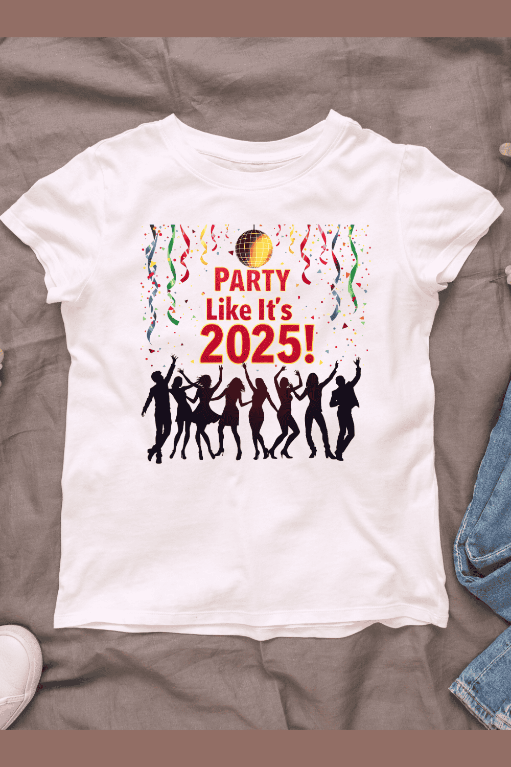 Party Like It's 2025! New Year's Eve Design T-Shirt Design Bundle pinterest preview image.