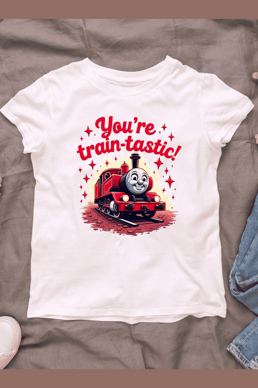 Cute Cartoon Train with Stars T-Shirt Design Bundle pinterest preview image.