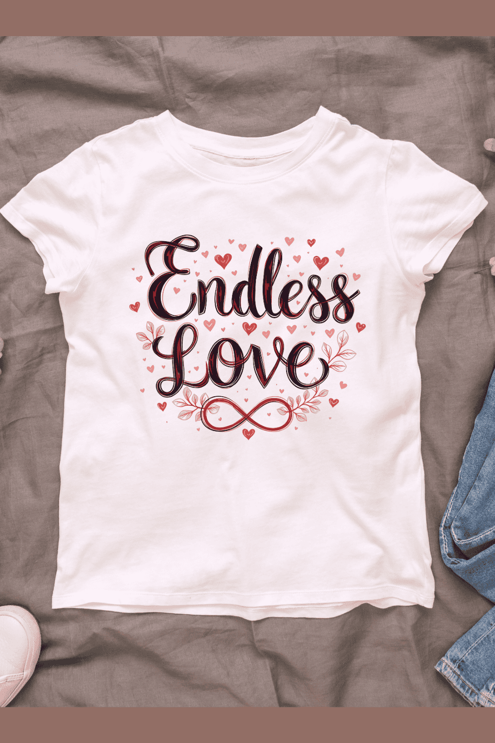 Elegant Script Endless Love T-Shirt Design Bundle pinterest preview image.