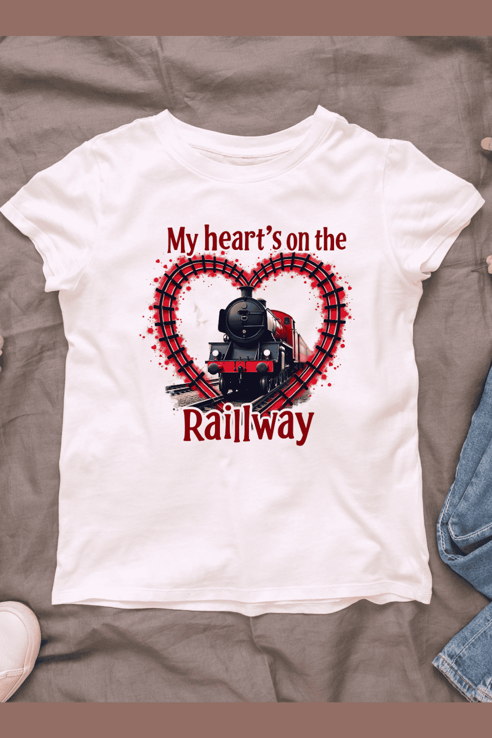 Railway Heart T-Shirt Design Bundle pinterest preview image.