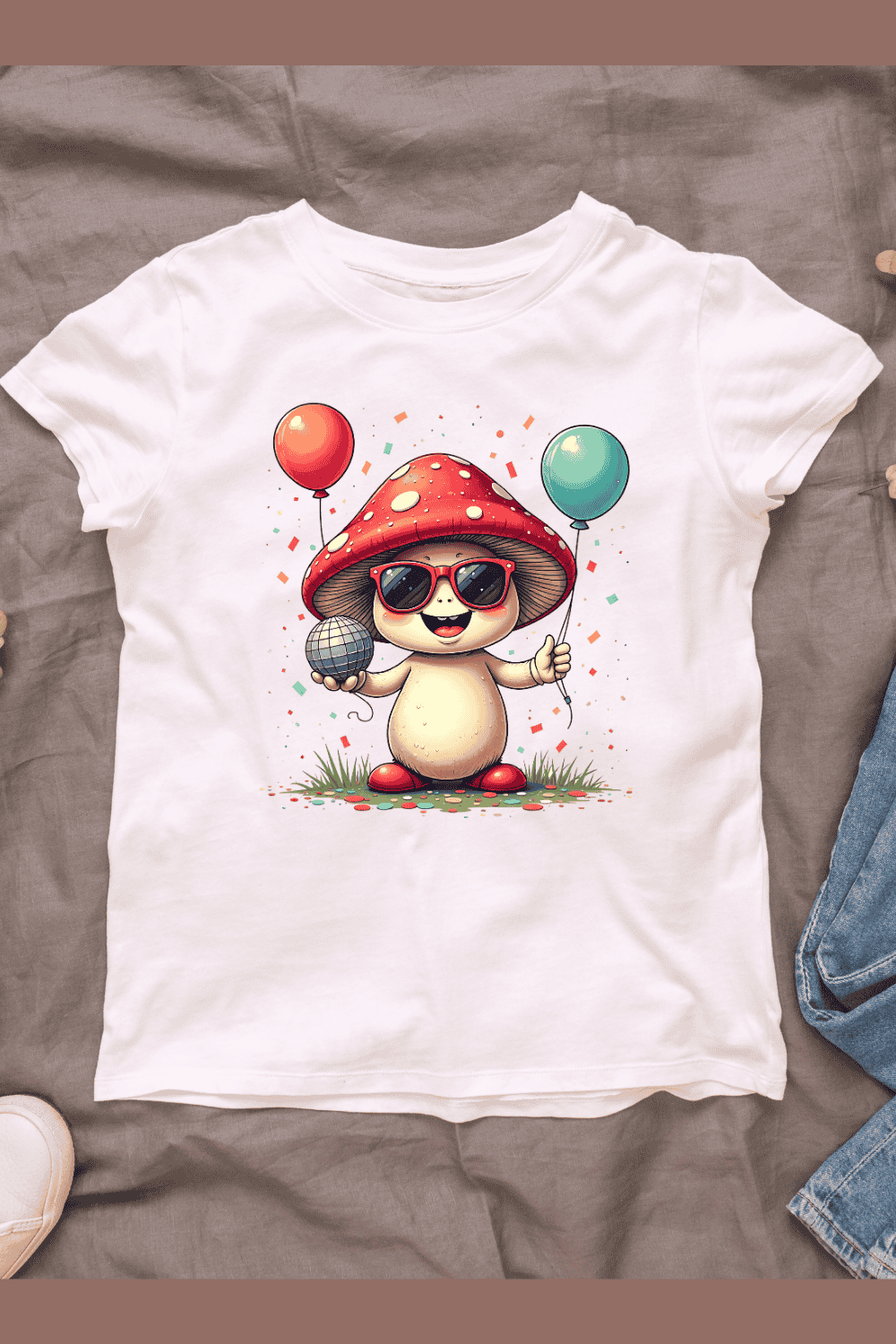 Cute Fungus for Kids T-Shirt Design Bundle pinterest preview image.