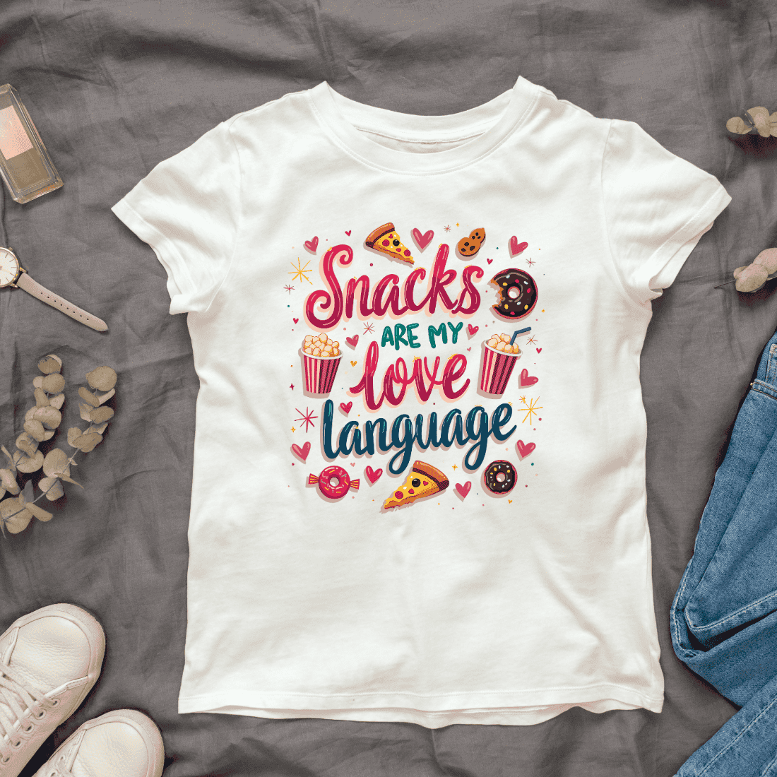 Funny Saying about Snacks and Food T-Shirt Design Bundle cover image.