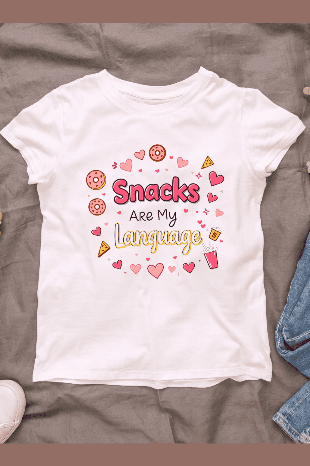 Snacks Are My Language T-Shirt Design Bundle pinterest preview image.