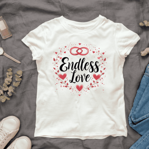 Romantic Illustration of Endless Love T-Shirt Design Bundle cover image.