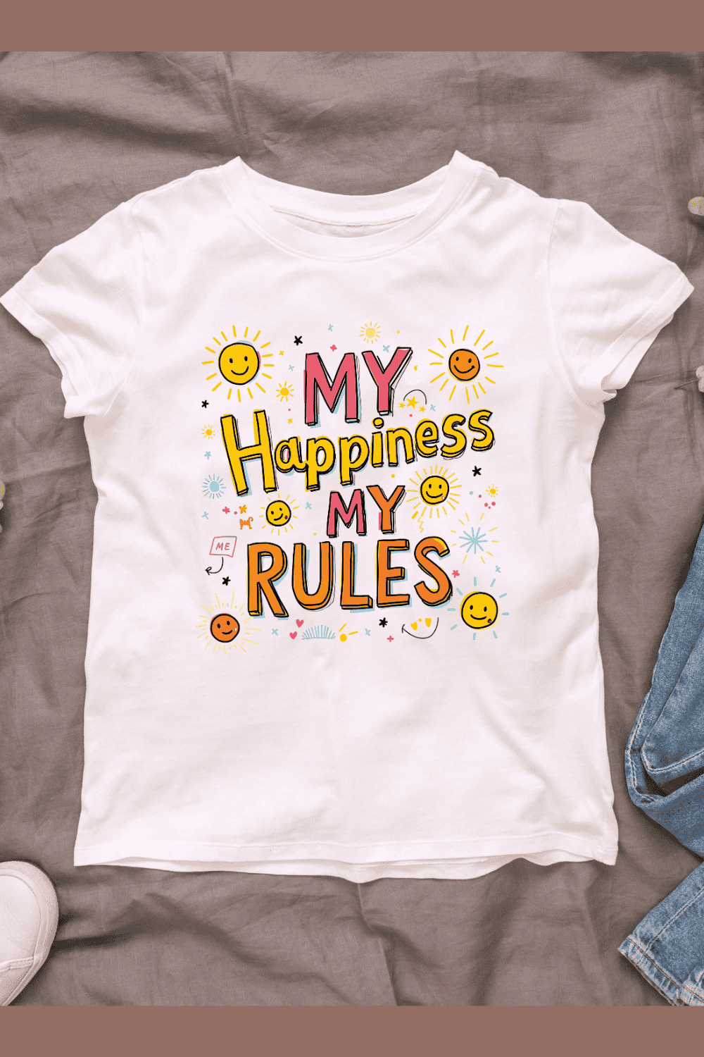 My Happiness My Rules T-Shirt Design Bundle pinterest preview image.