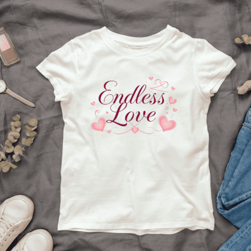 Endless Love with Hearts Typography T-Shirt Design Bundle cover image.