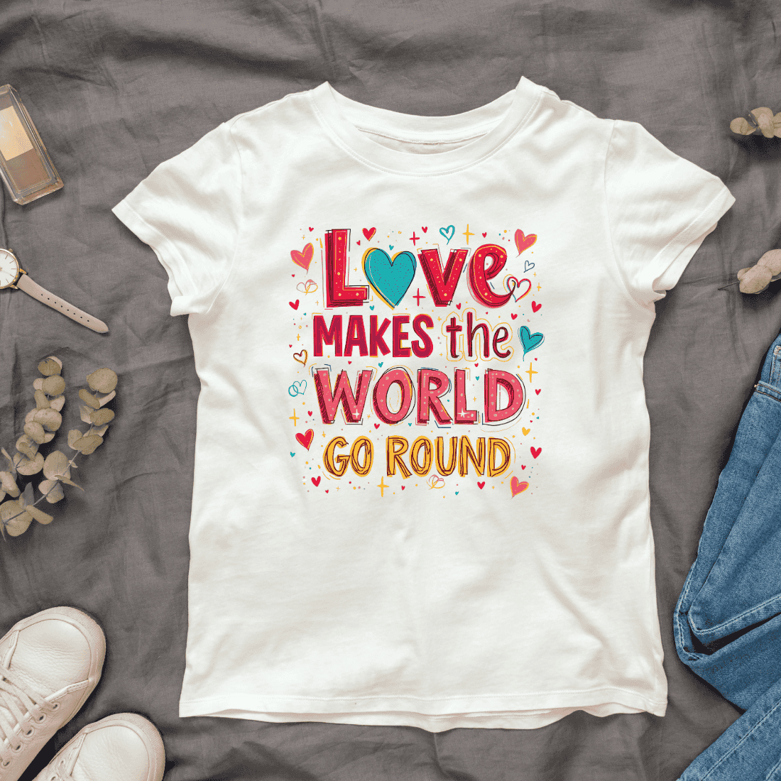 Romantic Quote about Love and the World T-Shirt Design Bundle cover image.