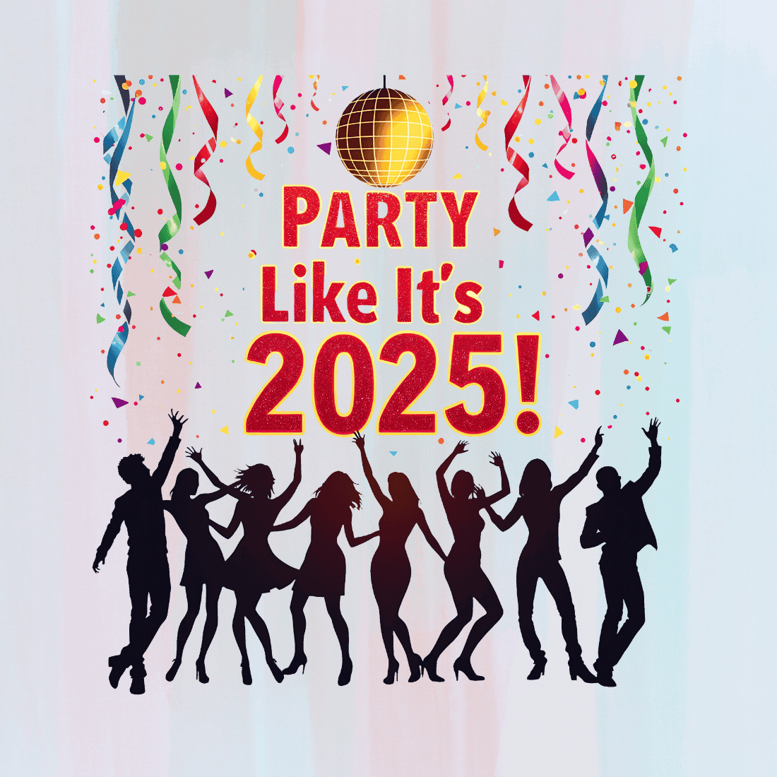 Party Like It's 2025! New Year's Eve Design T-Shirt Design Bundle preview image.