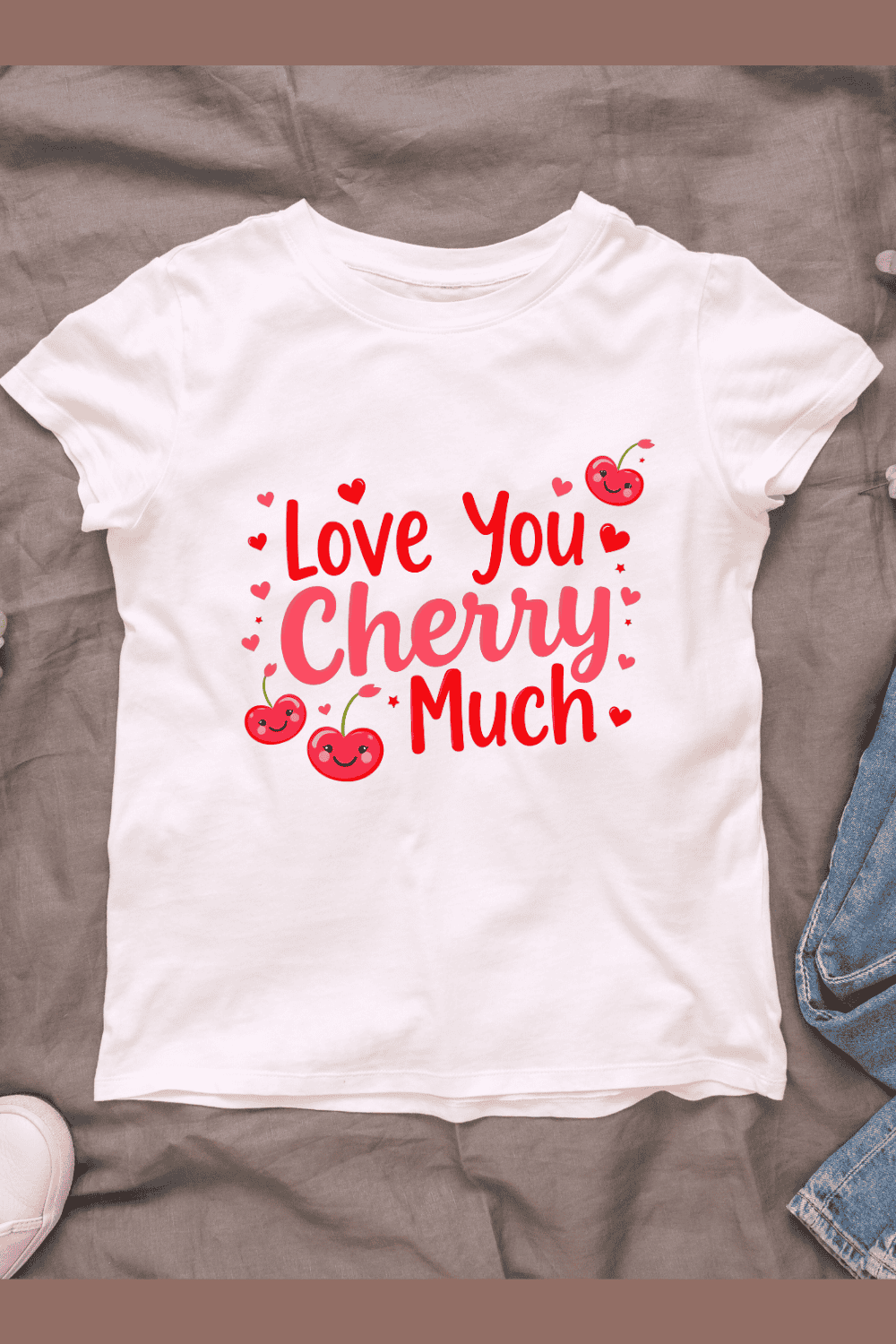 Love You Cherry Much with Cute Cherries T-Shirt Design Bundle pinterest preview image.