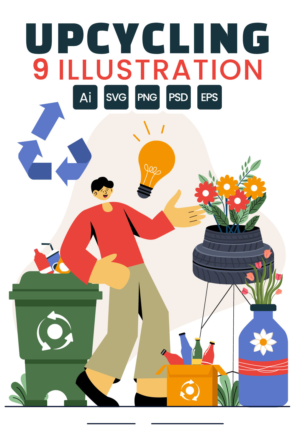 9 Upcycling Process Illustration pinterest preview image.