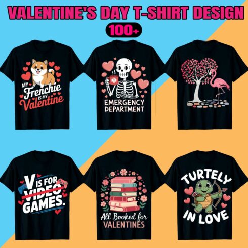 100+ Print Ready Valentine's Day T-Shirt Design Bundle - 100+ Creative Designs cover image.