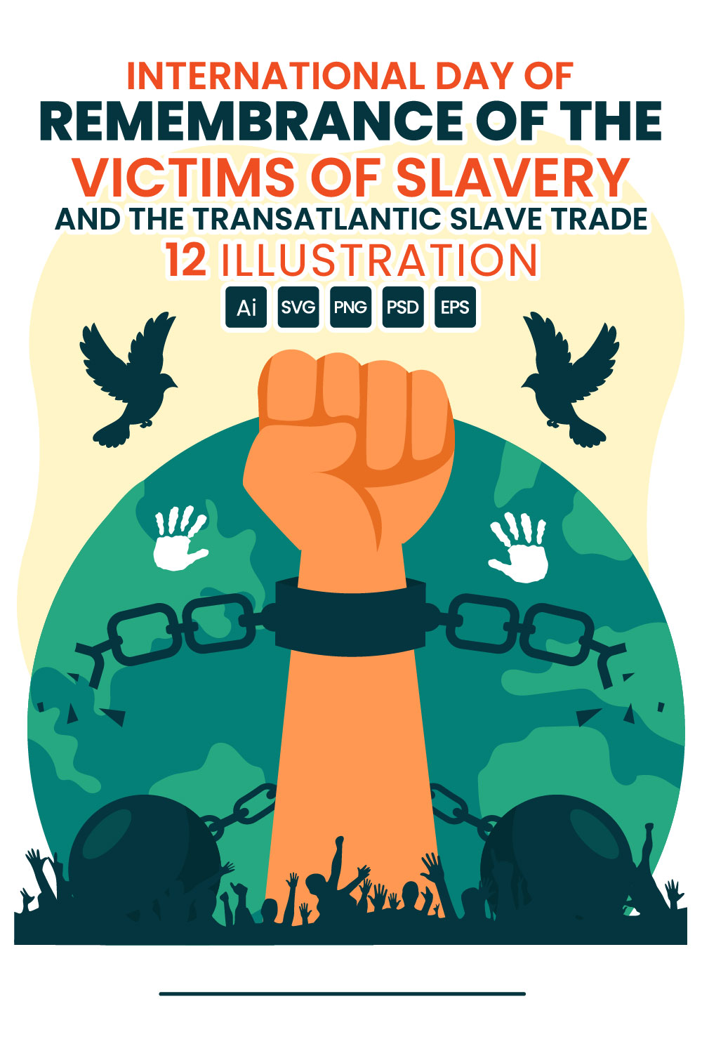 12 Remembrance of the Victims of Slavery and Slave Trade Illustration pinterest preview image.