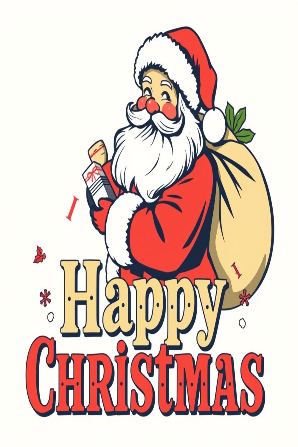 Vintage Santa with Retro Typography pinterest preview image.