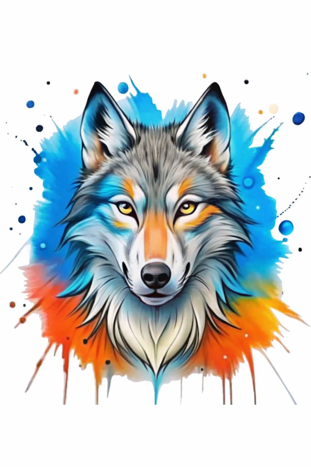 A wolf print T-shirt in bright colors pinterest preview image.