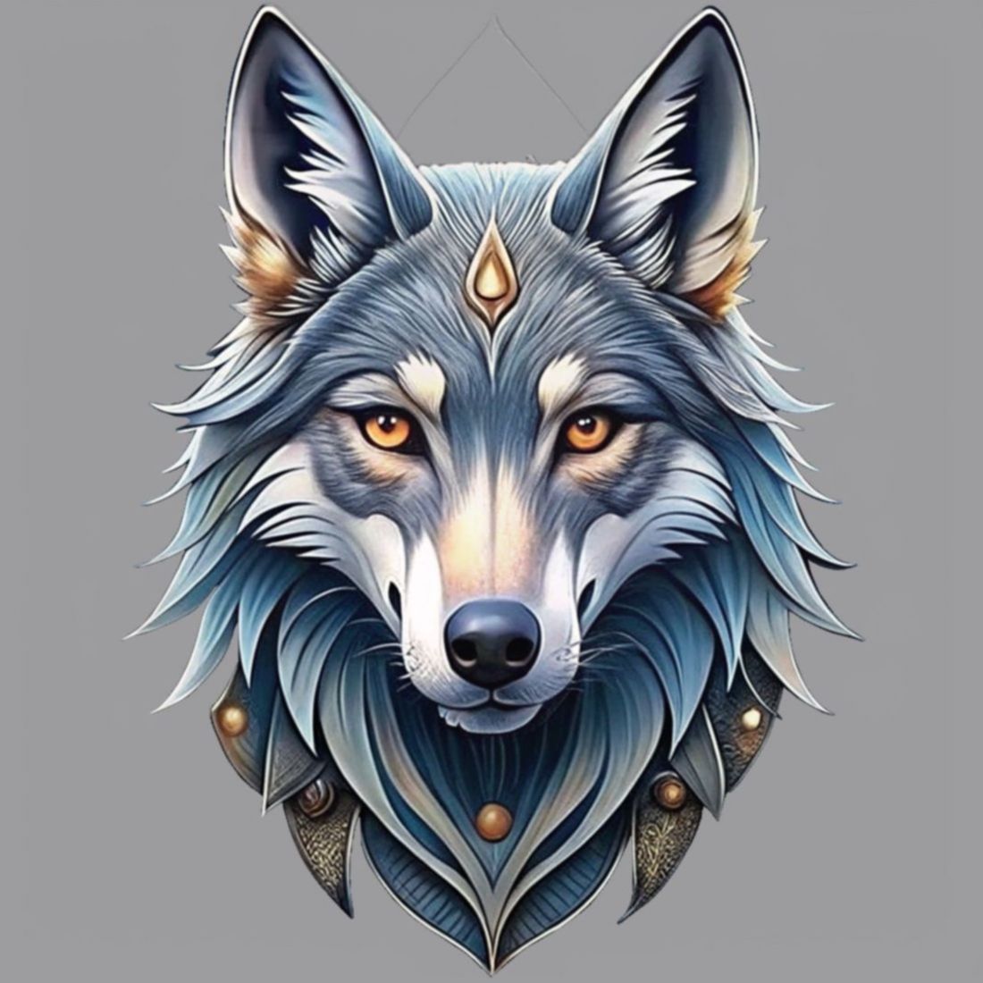 Bright, stylish and detailed wolf print cover image.