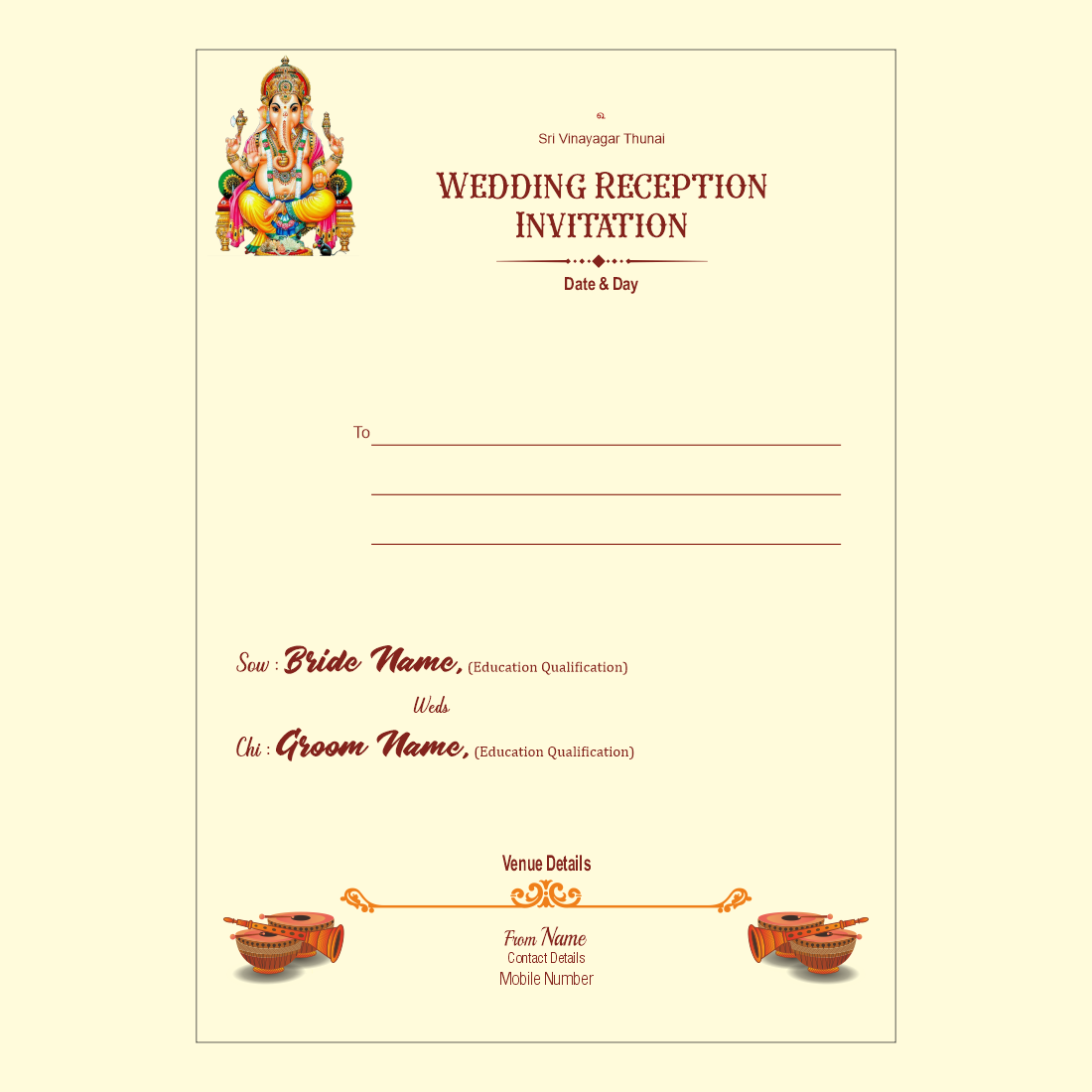 WEDDING CARD WITH COVER - TEMPLATE preview image.