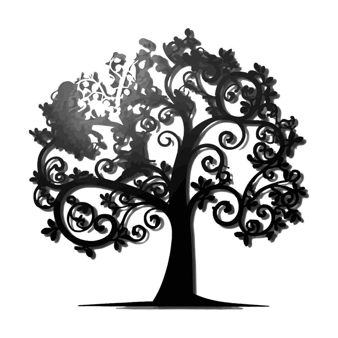 4 Intricate Swirls and Leaves on a Tree Icon design Bundle preview image.