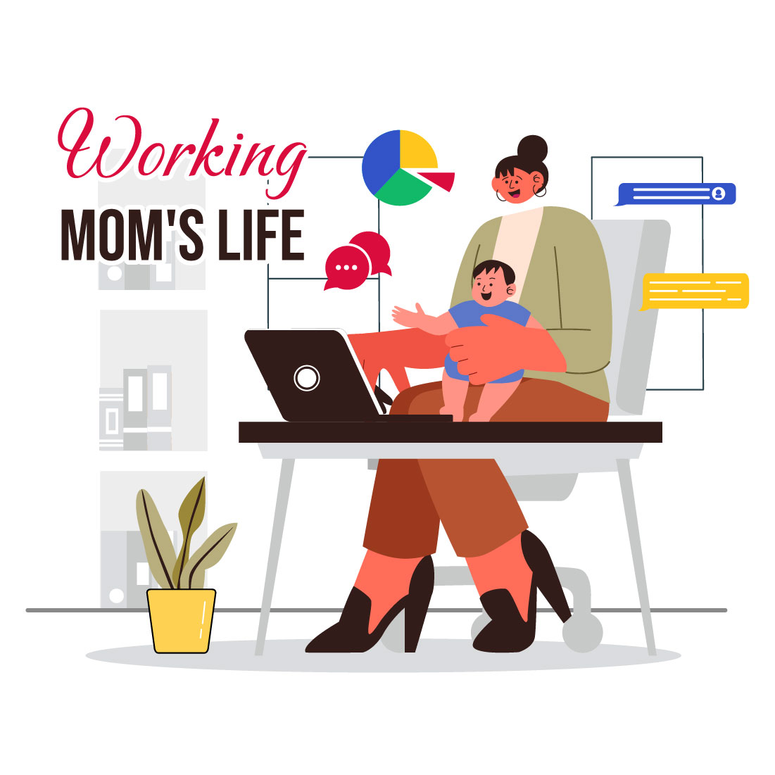 9 Working Mom's Life Illustration cover image.