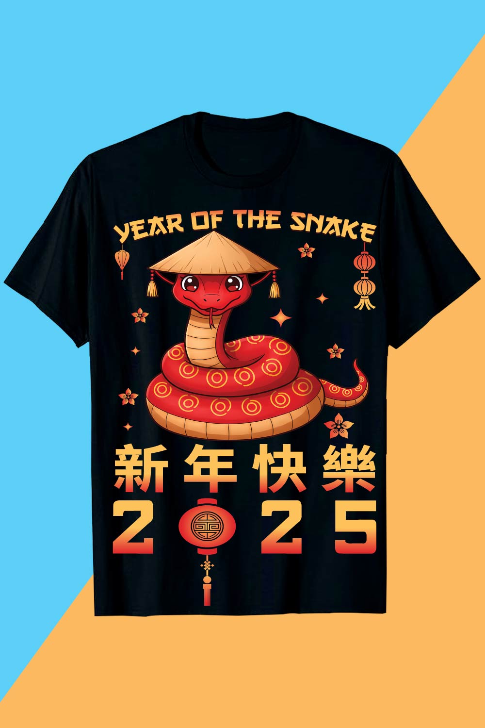 Chinese New Year 2025 Year of the Snake Celebration Art t shirt design pinterest preview image.