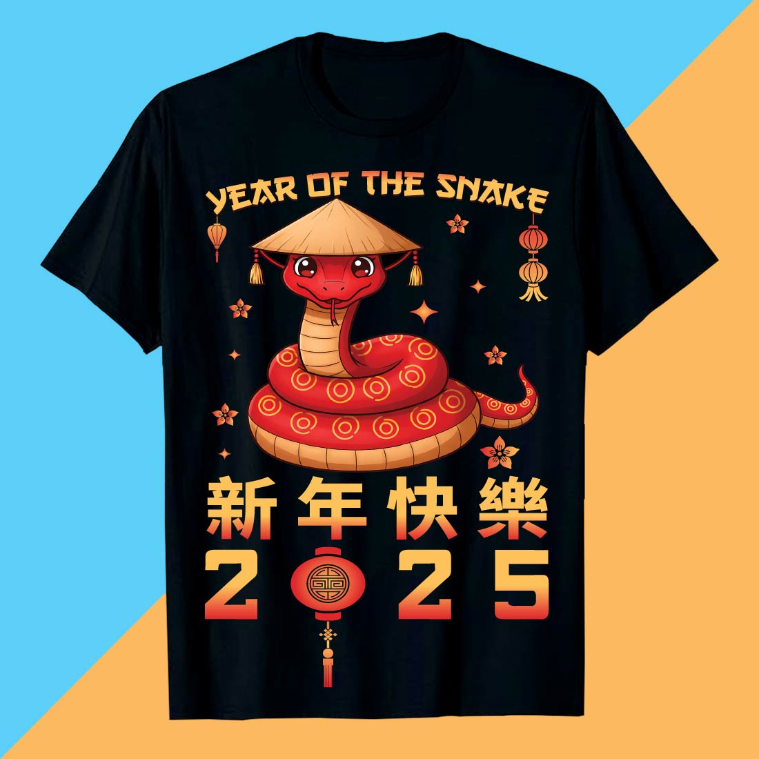 Chinese New Year 2025 Year of the Snake Celebration Art t shirt design preview image.