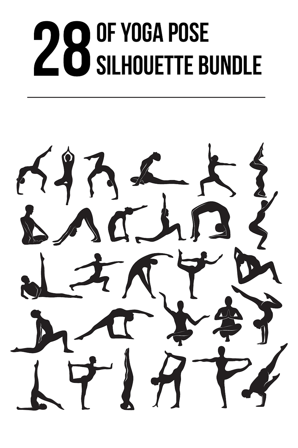 simple yoga pose silhouette vector bundle set pinterest preview image.