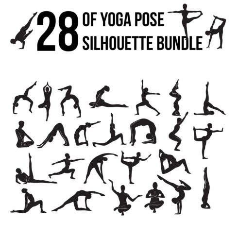 simple yoga pose silhouette vector bundle set cover image.