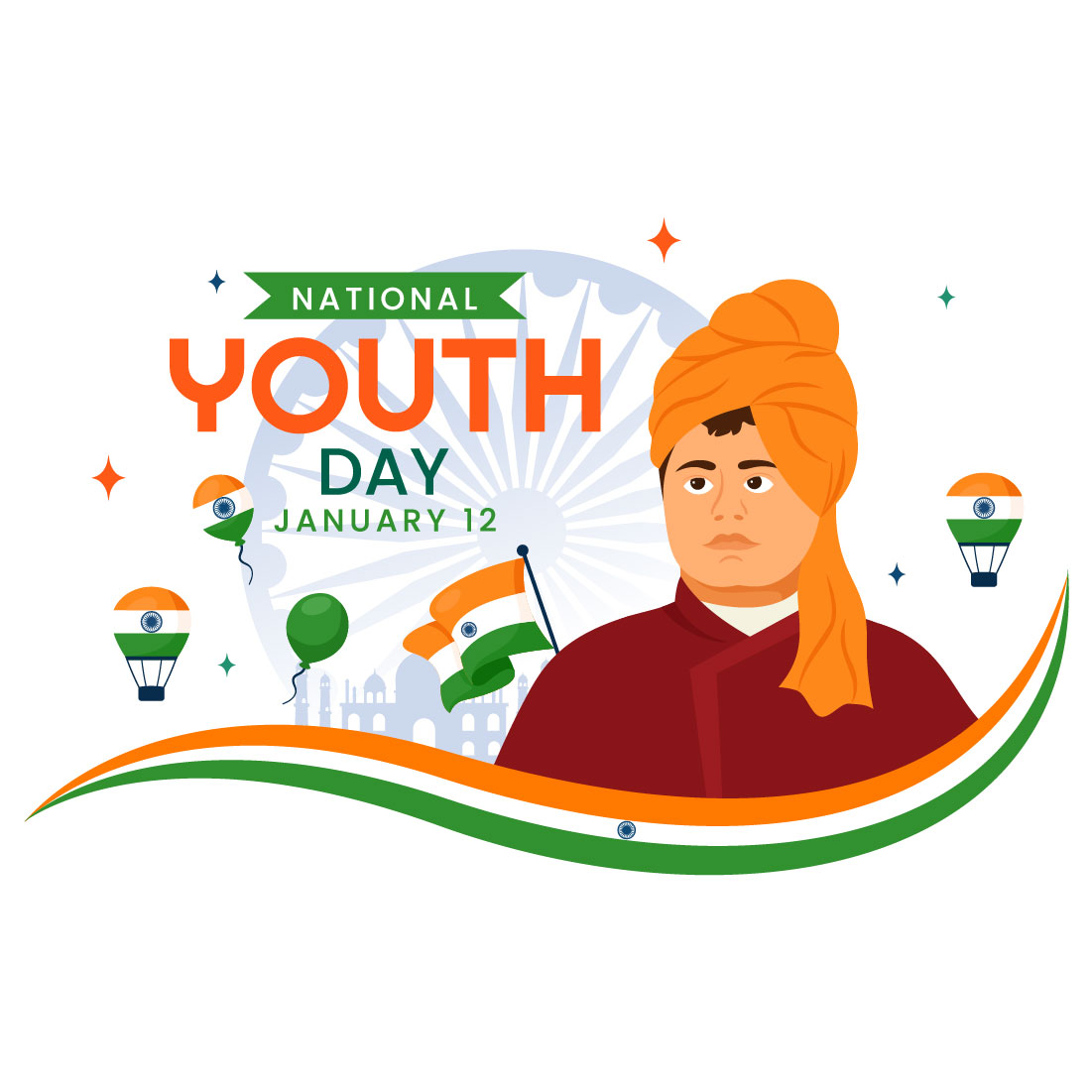 10 International Youth Day of India Illustration preview image.